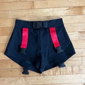 NWOT I am gia black shorts with red buckles